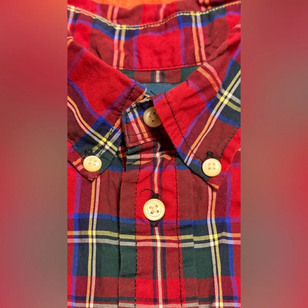 Ralph Lauren Boys  Shirt 4T Red Green Plaid Button Down Tartan
